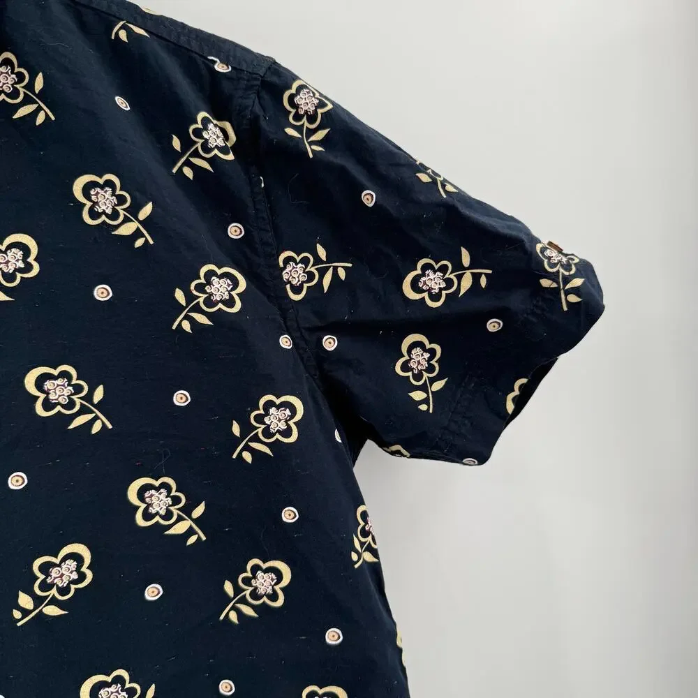 Ben Sherman Neps Shirt Small Floral Print Button Down Navy Cotton Short Sleeve - Picture 8 of 13